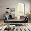 Canapé-lit pliable de style américain de 72 pouces en velours gris, multifonctionnel pour les petits salons Lit de style rétro, 3 appartements
