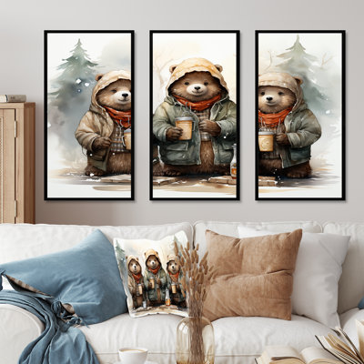 Ours en peluche hivernal en peluche I - art mural de l'ours en peluche