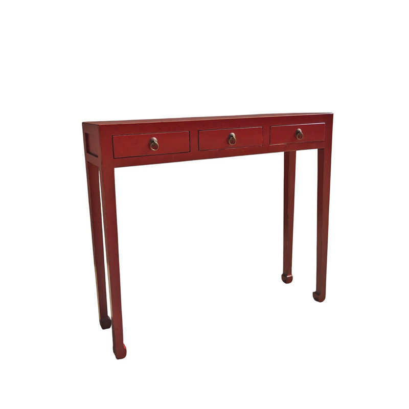 Red 3-Drawer 37" Long Console Table