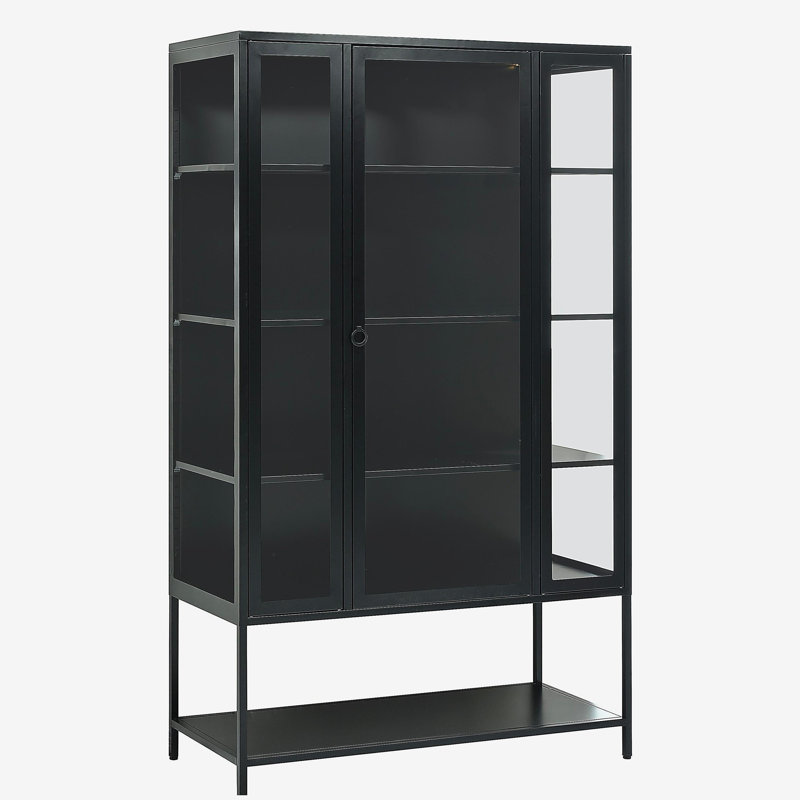 Grande vitrine 67,25 po en fer avec porte en verre et lumières DEL, vitrine, vitrine à 3 côtés en verre