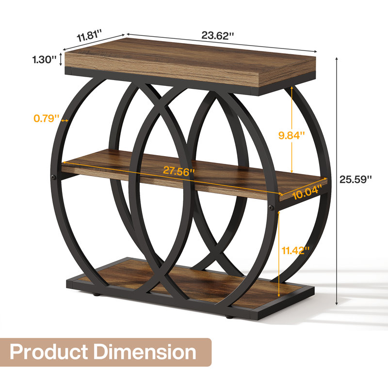 End Table With Storage Shelves