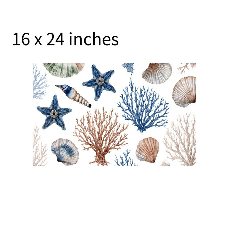 Tapis pour salle de bain Marine Creatures Elements, 16 x 24