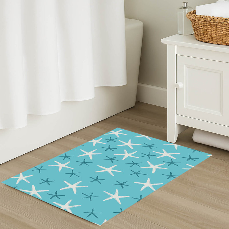 Tapis de bain Starfish, Bleu, Simple - L 34 po x l 21 po