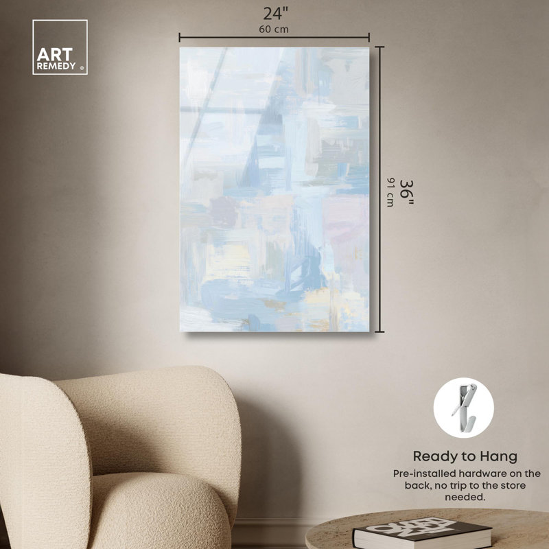 «Aqua Dreamscape I», art mural bleu apaisant par Art Remedy, H 36 po x l 24 po