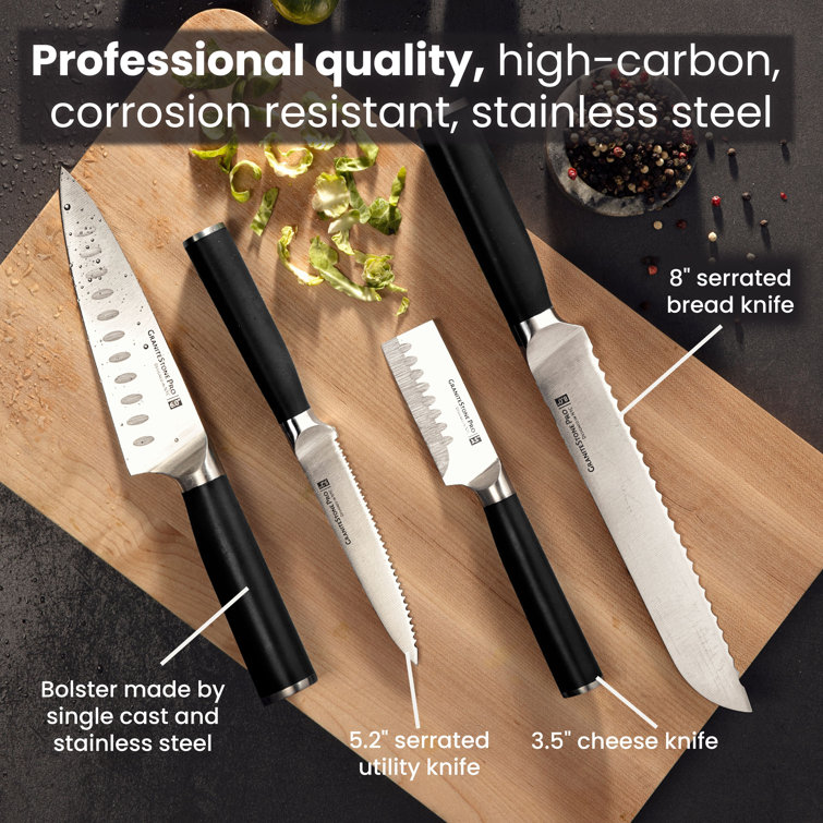 Granitestone Pro Nutriblade 14 Piece Stainless Steel Black Knife Set With  Wooden Block & Reviews
