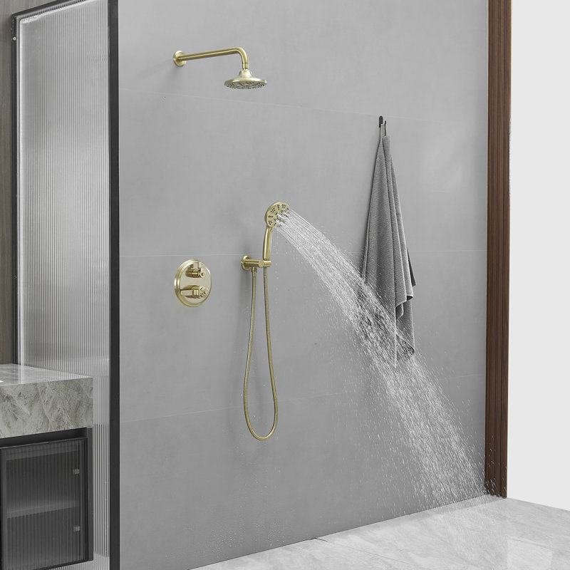 Ensemble de robinet de douche à poignée simple à 2 jets 1,8 gallons par minute avec valve et pomme de douche à main à double fonction en noir mat