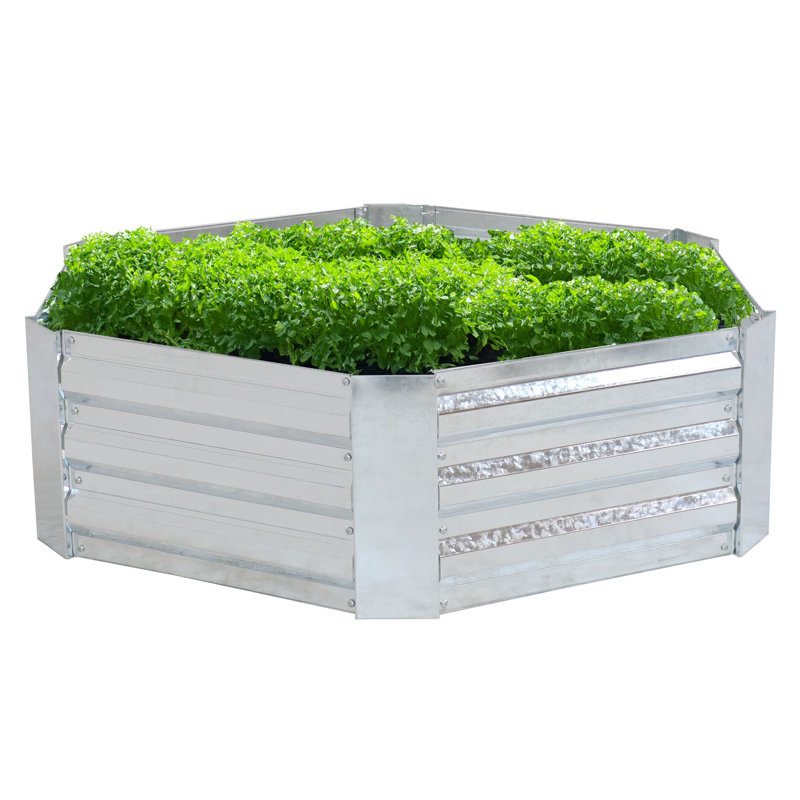 Lit de jardin surélevé en acier galvanisé hexagonal Irick - 40,5 po x 36 po x 11,75 po - brun, Brun