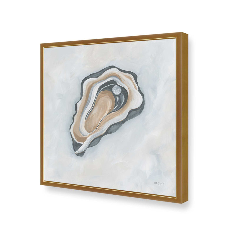 Reproduction d'art «Oyster With Pearl II» par Yvette St. Amant, H 12 po x l 12 po, Doré