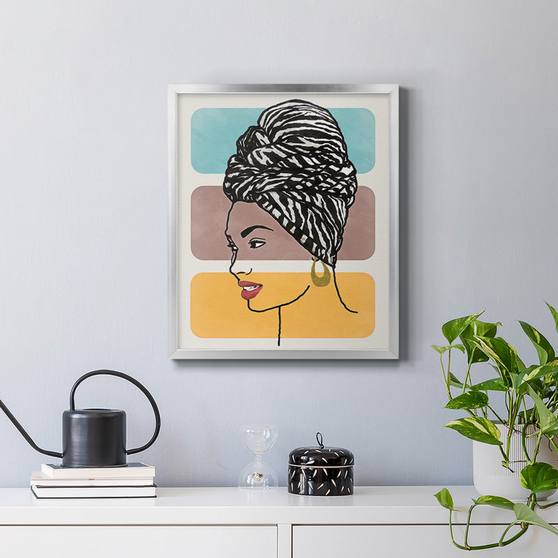 «Head Wrap II», toile encadrée de qualité supérieure - prête à être accrochée, Argent, H 24 po x l 20 po