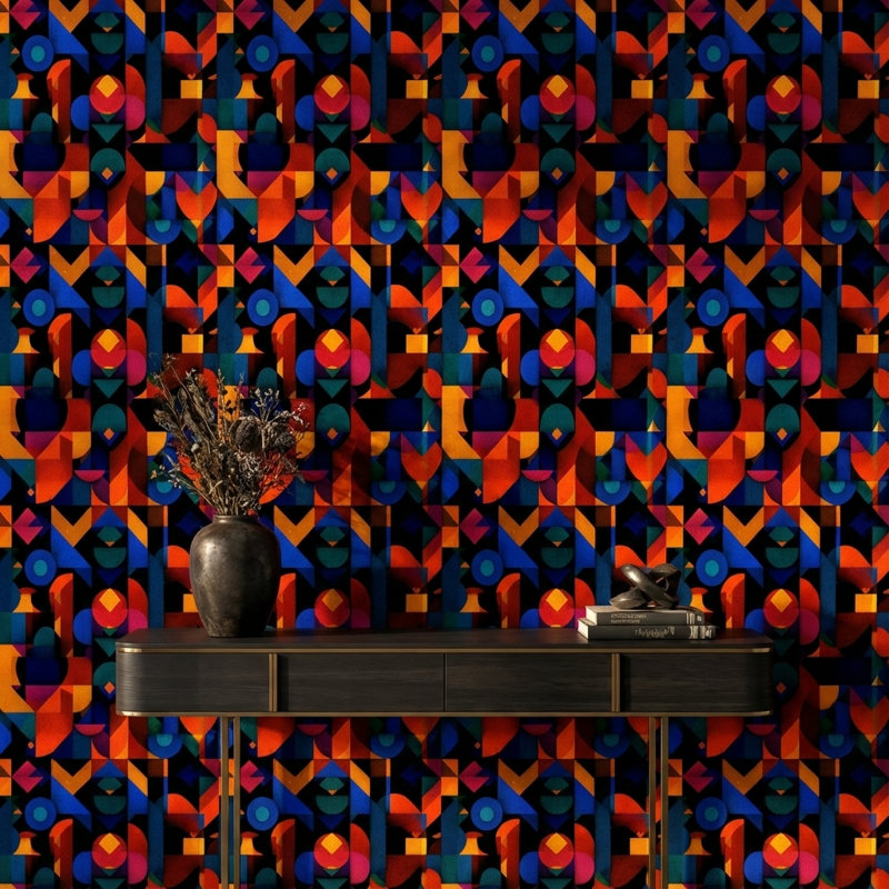 Papier peint géométrique abstrait mural