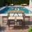 5-piece Outdoor Bar Height Table And Four Stools With Adjustable Feet, Foldable Tabletop And Cushions