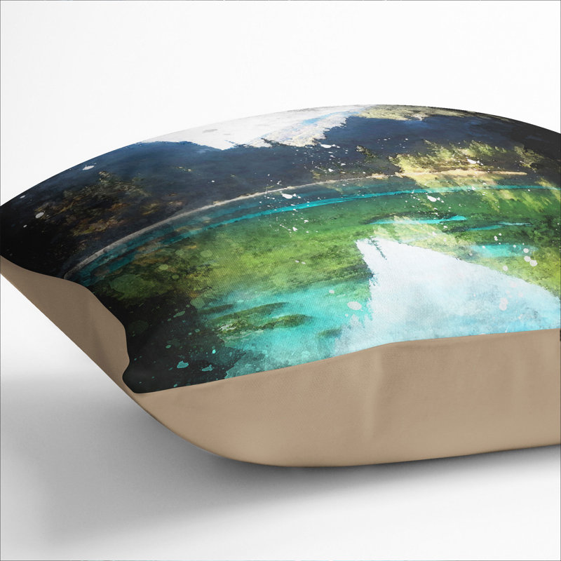 Lake and Mountain View Scatter Cushion, 40cm H x 40cm W x 15cm D, Stone