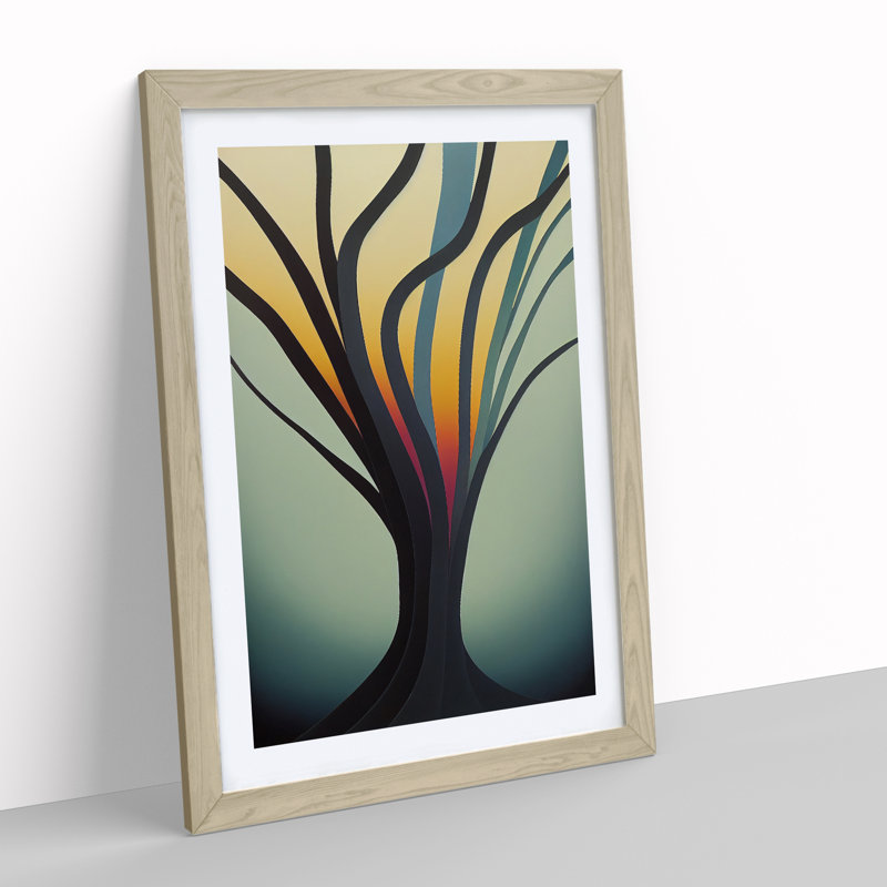 Splendid Abstract Tree No.2 - Wall Art, 34cm H x 25cm W x 2cm D, Oak Framed