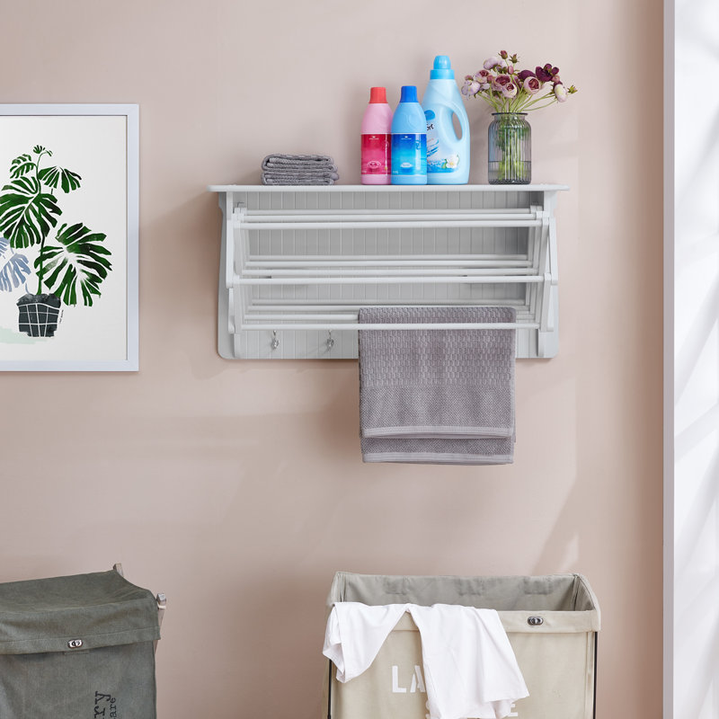 Collapsible Accordion Wall Mounted Drying Rack, White