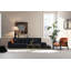 Élégant canapé 4 places avec pieds en métal peint en or, noir et doré | Tissu 100% polyester, dimensions: 126,0 po x 40,2 po x 33,1 po | Coussins en mousse douce et en silicone gris, nettoyage à sec | Parfait pour les espaces glamour et inspirés des hôtels-2097072678-2097072672