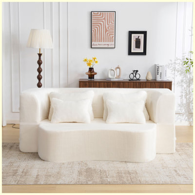 Modern Floor Sofa with 4 Pillows for Living Room