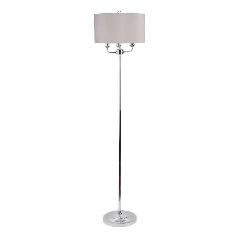 Dunn 154cm Traditional Floor Lamp, Grey, Chrome