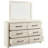 Cemy 2Pc Dresser And Mirror Set, 6 Drawers W Black Handles, Whitewash