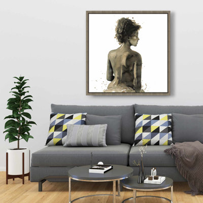 Woman's Back in Sepia | Brown Framed Canvas Home Decor