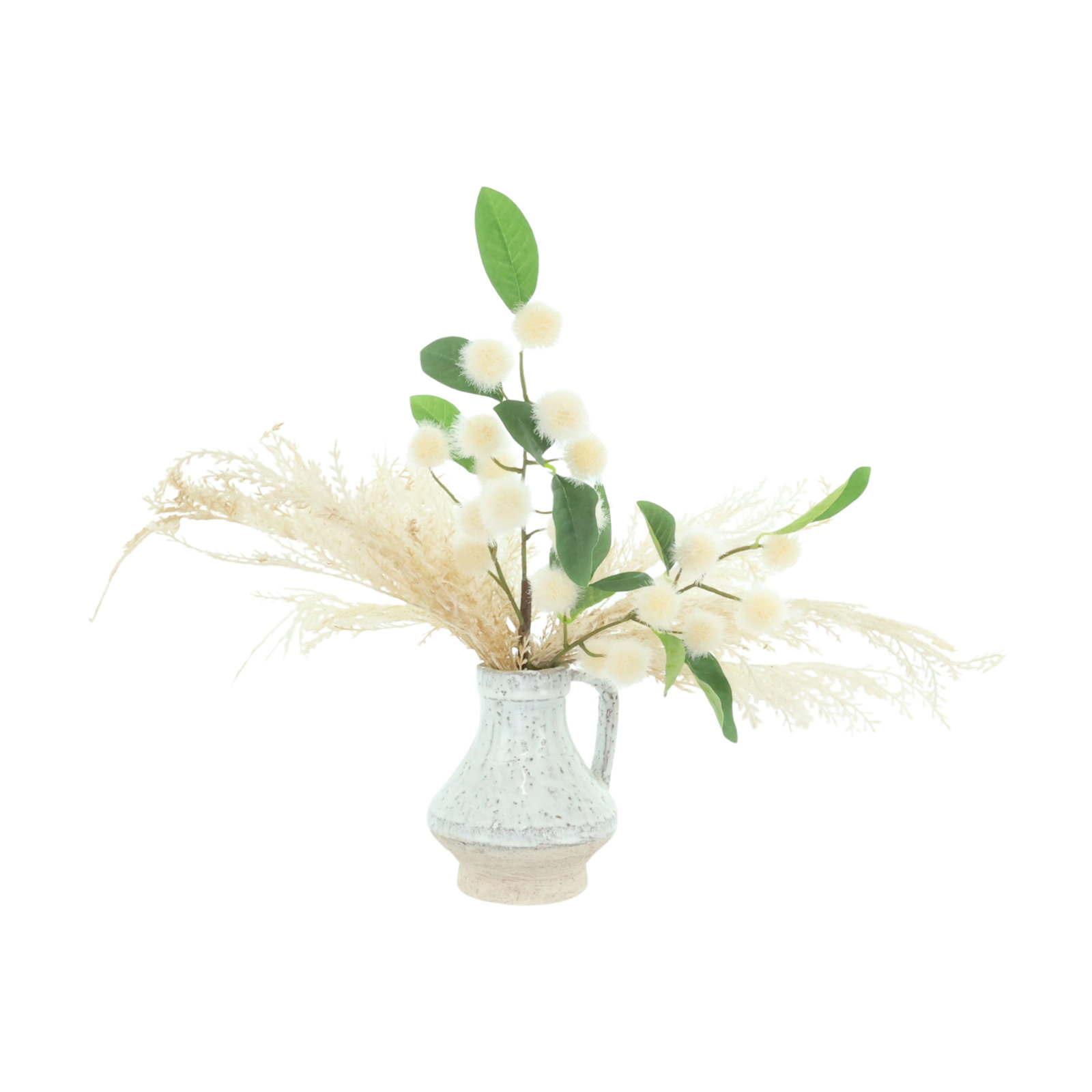 Pampas and Globe Thistle in Decorative Ceramic Jar