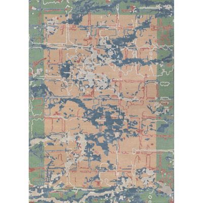 Great Bay Hand-Tufted New Zealand Wool Rug High-Low Textured Abstract Bordered