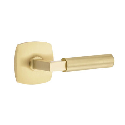 Mortaise intérieure Emtek Select avec rosette Urban Modern et tige carrée en L, levier lisse