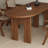 Nut-brown Half-circle Solid Wood Dining Table-124409253