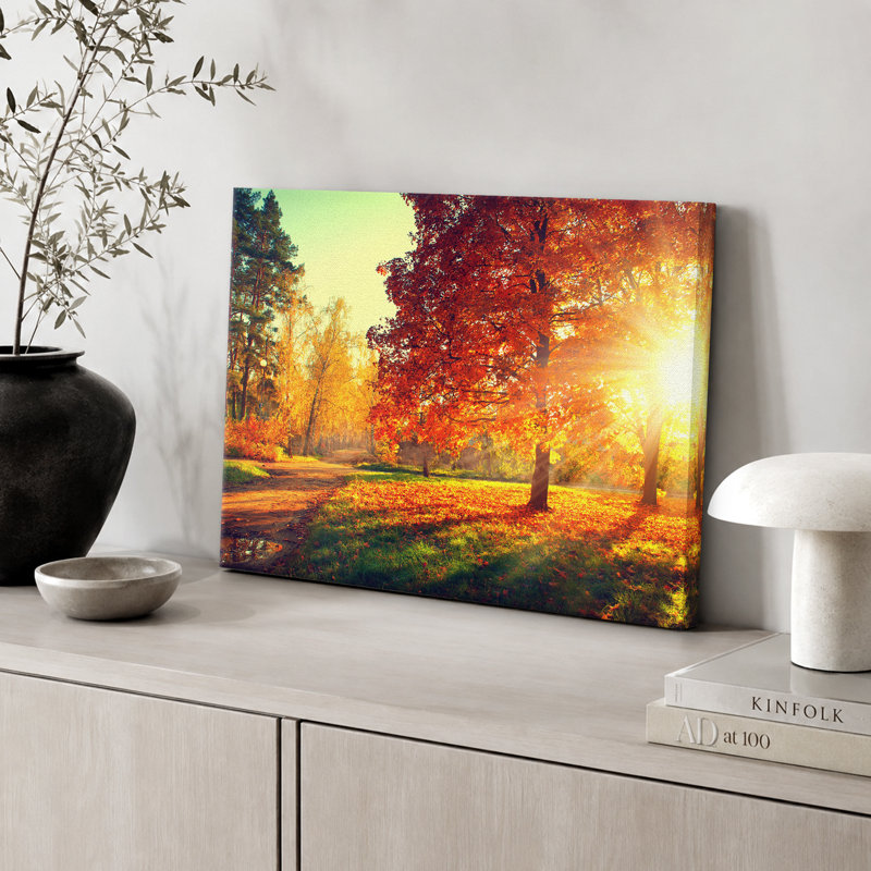 Reproduction d'art sur toile, paysage d'automne, H 12 po x l 18 po, Toile tendue, Sans cadre