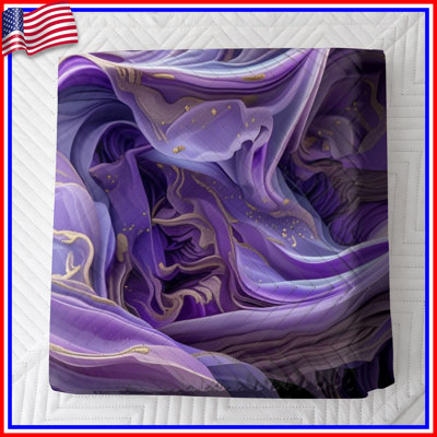 Abstract Purple Waves Quilted Bedspread All Sizes