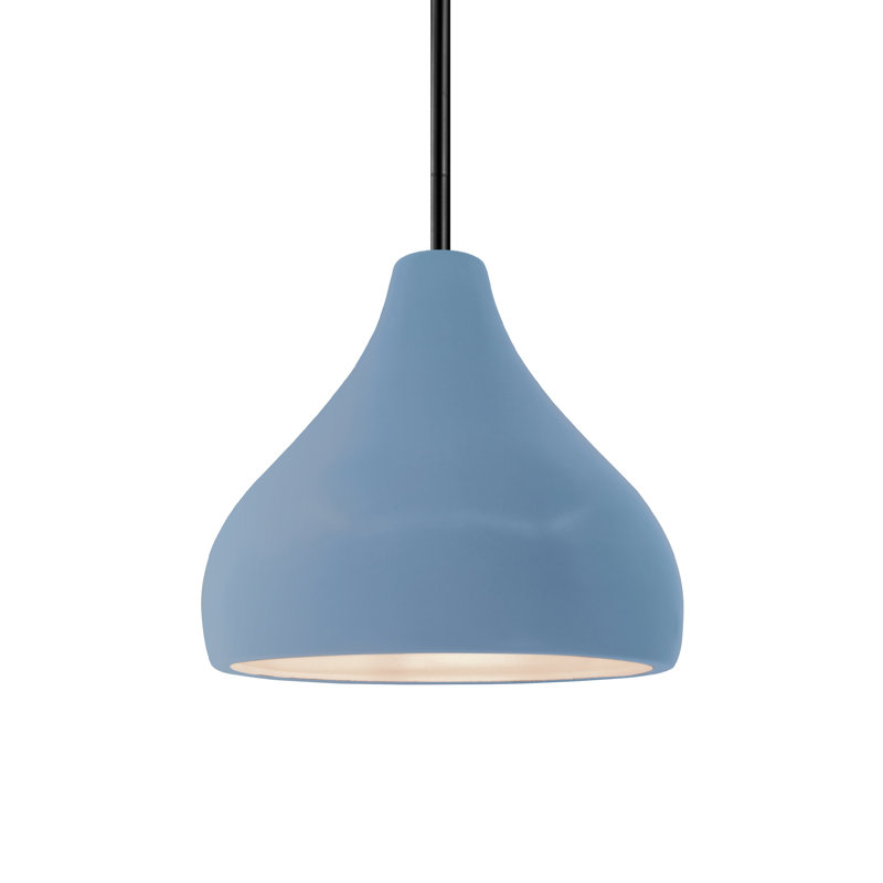 Luminaire suspendu à 1 lumière Meydan, H 7,25 po x l 8 po x P 8 po, Bleu ciel / noir mat, Noir mat
