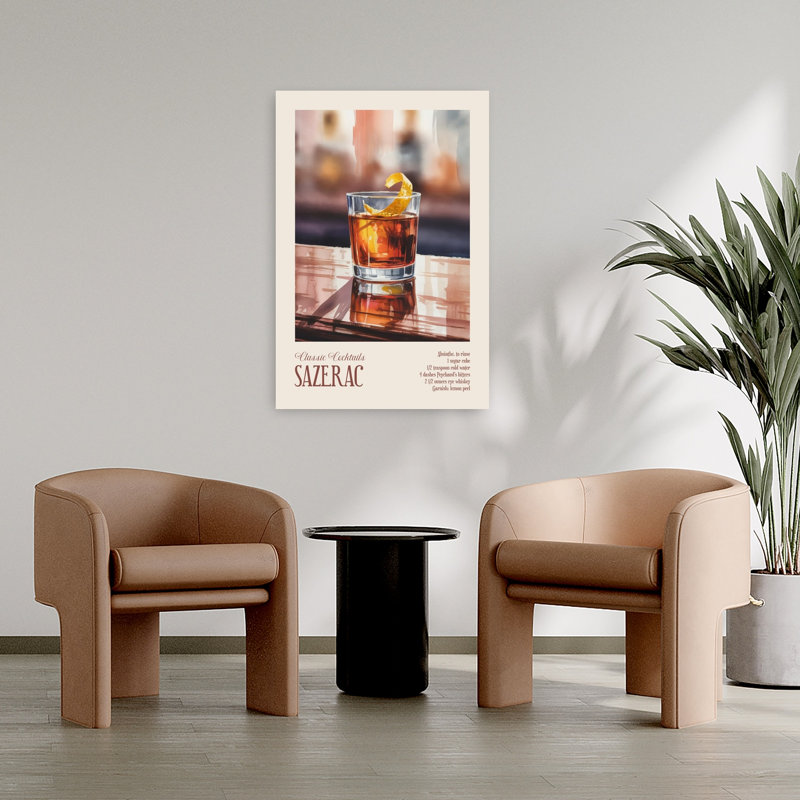 Art mural rétro classique classique Sazerac, H 36 po x l 24 po
