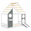 Lit simple avec glissade, bande lumineuse en forme de boule, lit plateforme en bois avec façade, panneau d'ameublement amusant-133474716