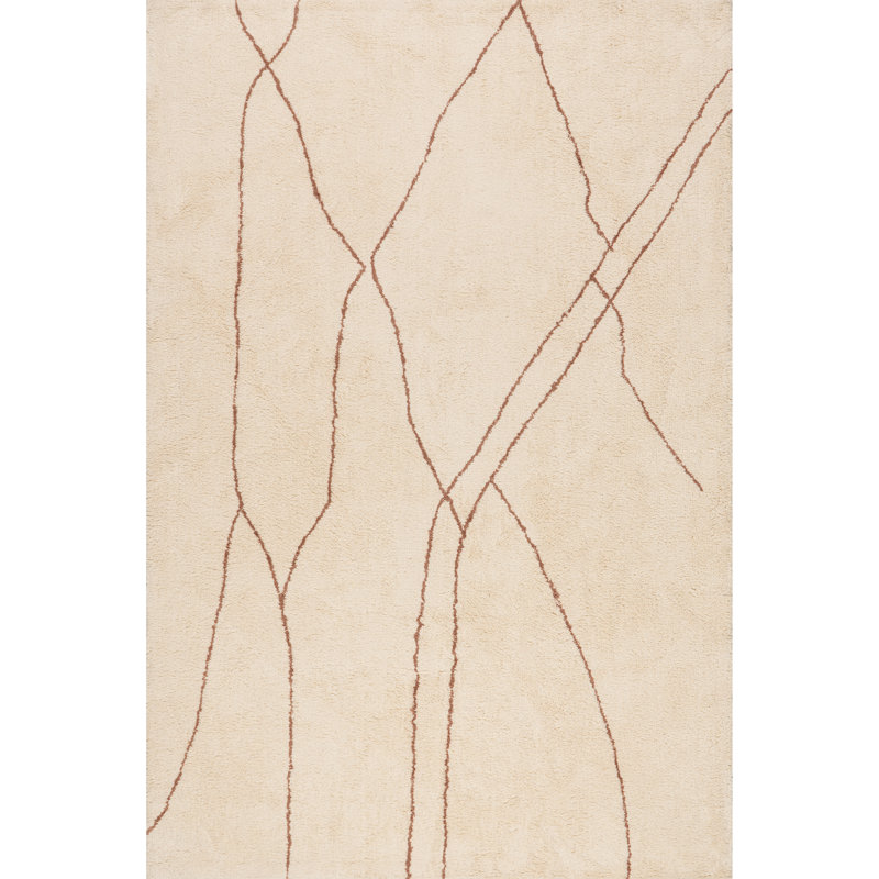 Tapis abstrait en coton Deepika, Rectangle 8 pi 6 po x 11 pi 6 po