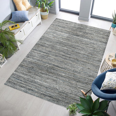 Tapis beige rayé tissé à la main 2 pi x 3 pi Heaven