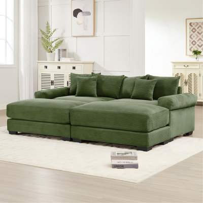 92" Modular Sectional Sofa, Oversized Couch with Chaise, Ergonomic Deep Seat, Wide Armrests, 6 Throw Pillows for Living Room
