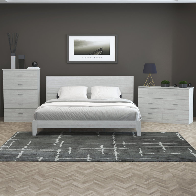 Allyannah 3 Pieces Bedroom Set, Dusty Gray Oak, King