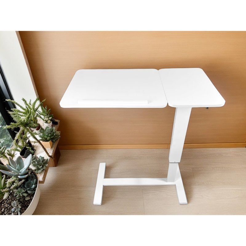 Table de chevet blanche avec roulettes, réglable en hauteur et polyvalente pour différentes fonctions