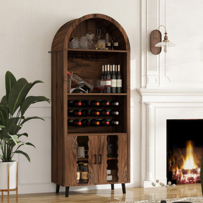 Armoire bar 71 pouces Farmhouse avec support à vin et porte-verre