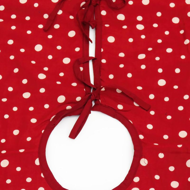 52" Red Tree Skirt with Snowflake Embroidery and White Dots