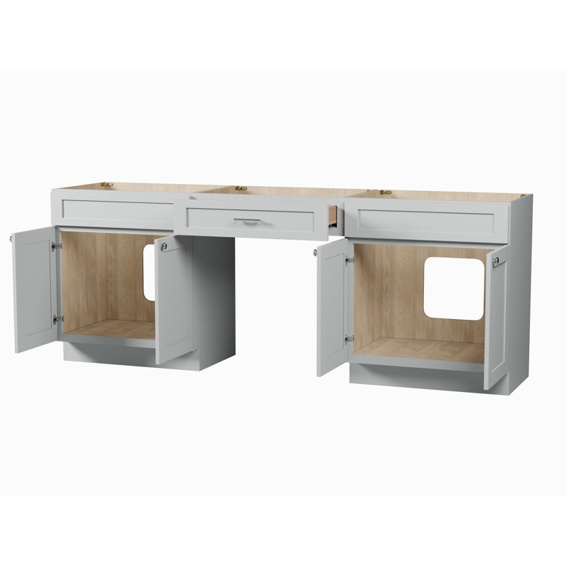 90'' Double Bathroom Vanity Base Only, Gray