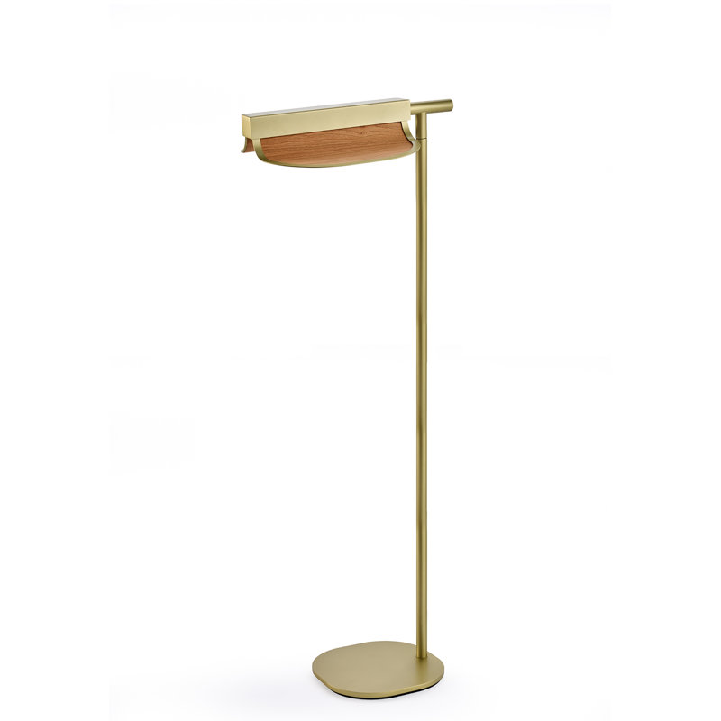 Omma Floor Lamp - LED - Gold Finish - Natural Cherry Shade, Natural Cherry, Gold