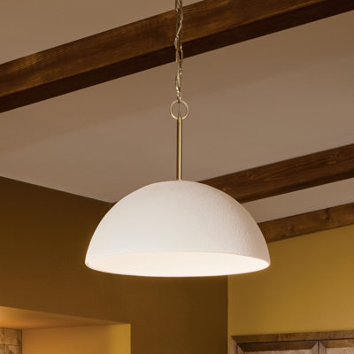 Mikale 18" 1-Light Pendant With White Ceramic Shade in Champagne Bronze