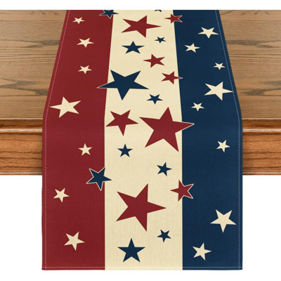 Stars Stripes 4Th Of July Patriotic Memorial Day Table Runner, Independence Day Kitchen Dining Table Decoration For Home Party Decor 13X72 Inch