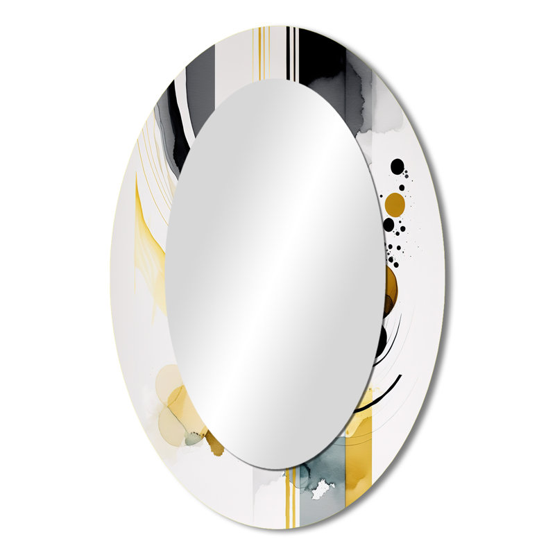 Abstrait transitionnel formes I - miroir mural ovale moderne, 36 po x 24 po