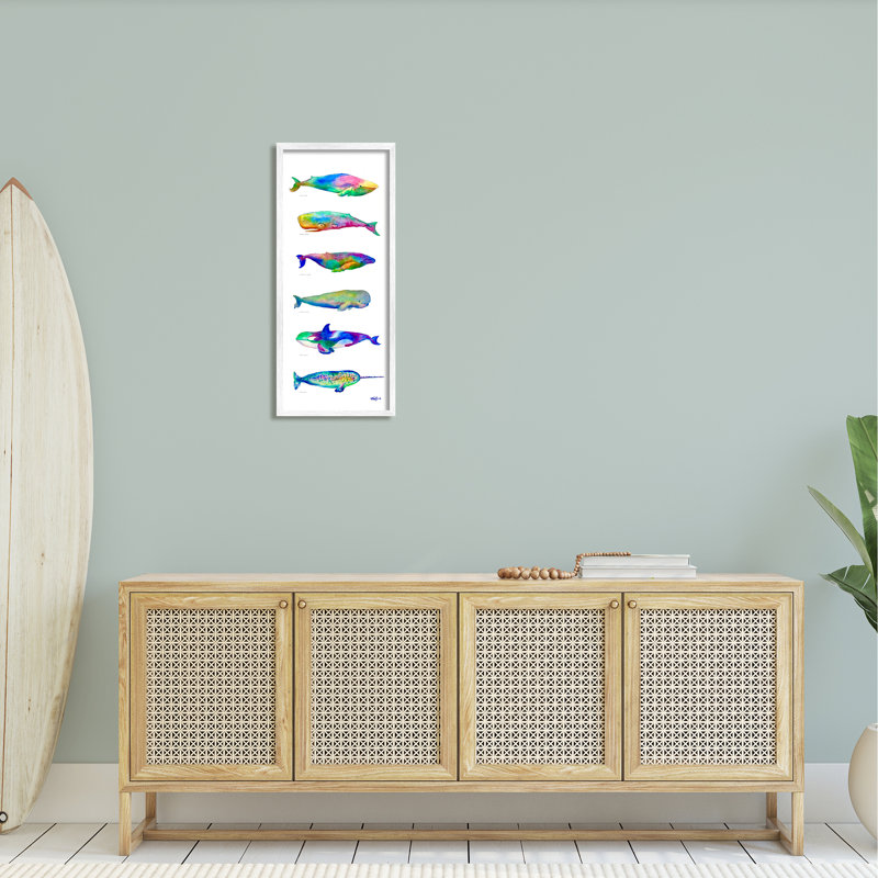«Bale Kaleidoscopic Whale Narwhal Types Sea Life» par MB Cunningham - impression, H 30 po x l 13 po x P 1,5 po