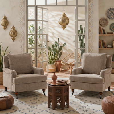 Ensemble de 2 chaises d'appoint Mid-Century avec coussins