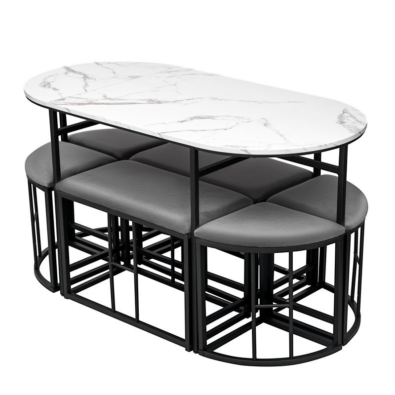 Ethelinda 6 - Person Dining Set, Black, Gray/Black