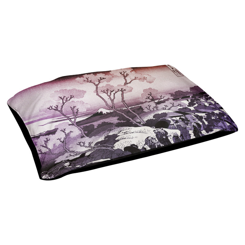 Coussin stylisé mountain fuji through the cerise Burkart, L 32,5 po x l 42,5 po, Pourpre / Rose / Noir