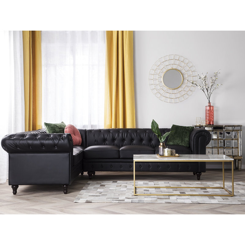 Ellettsville 6 Seater Faux Leather Large Corner Sofa 