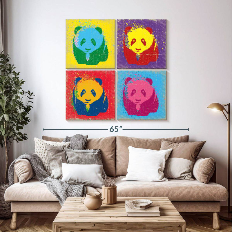 Brampt Paint Splash Pandas, H 45 po x l 45 po